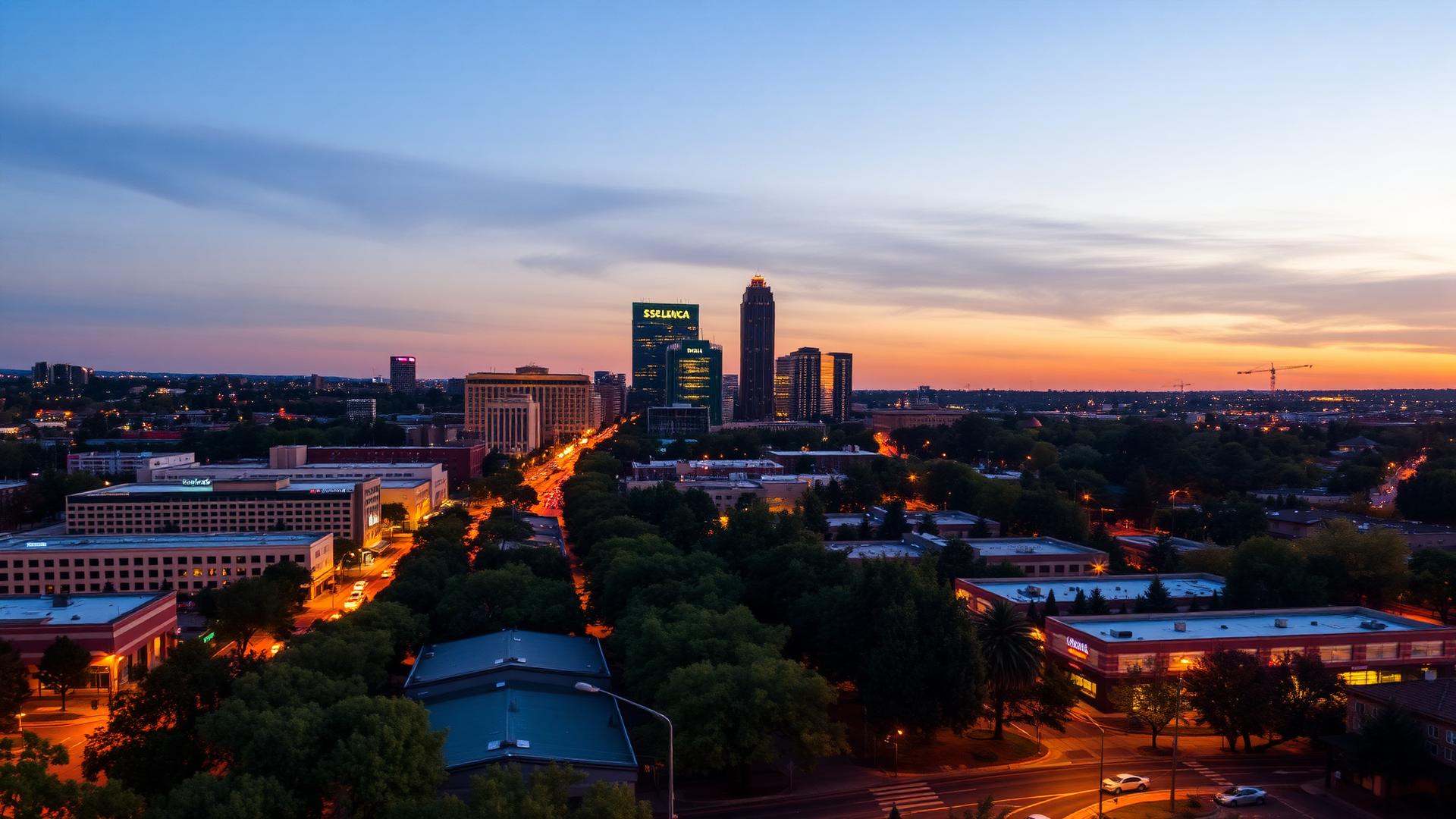 Sacramento skyline at dusk